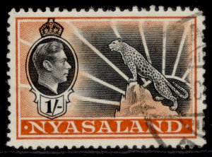 NYASALAND PROTECTORATE GVI SG138, 1s black & orange, FINE USED.