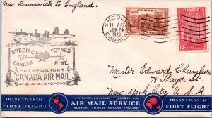 Canada 1939 FFC - Airmail - Shediac To England - F72081