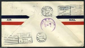 CANADA FIRST FLIGHT COVER  MONTREAL  10/1/28  TO NY 10/2/28 VIA  ALBANY 10/1/28