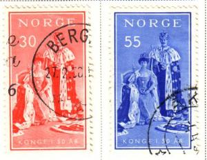 Norway Sc 343-4 1955 50 years Coronation stamps used
