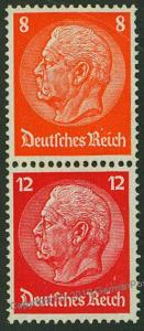 Germany 1933 Hindenburg Michel S112 MH Wmk Net Se-Tenant Zusammendruck 53323