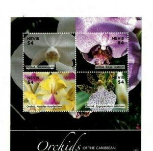 Nevis - 2014 - Orchids of the Caribbean - Sheet of Four  - MNH