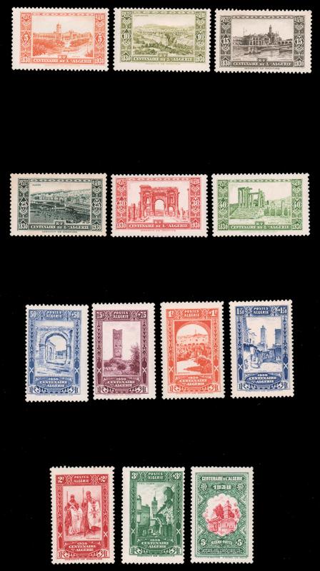 ALGERIA #B14-B26 MLH 1930 FRENCH OCCUPATION CENTENARY SEMI-POSTAL SET CV$153