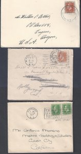 NEW ZEALAND 1920's THREE COVERS TO US CROMWELL CAVERSHAM & AUCKLAND TWO ADDRESSE