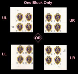 US 4390 Purple Heart 44c plate block MNH 2009