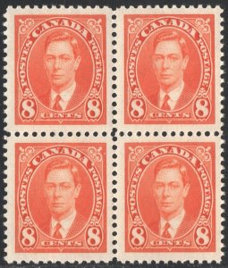 Canada SC#236 8¢ King George VI Block of Four (1937) MNH