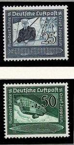 Germany 1938 Sc.#C59-60 MNH, 100th birthday of Ferdinand Graf von Zeppelin