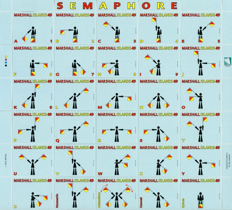 Marshall Islands 2016 MNH Semaphore Signals 30v M/S Flags Stamps 