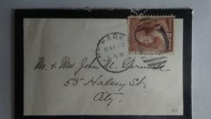 SCOTT # 210 POSTAL HISTORY 1883 SMALL MINI ENVELOPE WITH BLACK BOARDERS !!