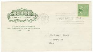 #839 FDC -George Washington Prexie Horz Coil - Farnam Cachet