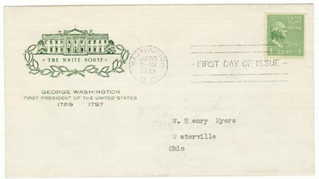 #839 FDC -George Washington Prexie Horz Coil - Farnam Cachet