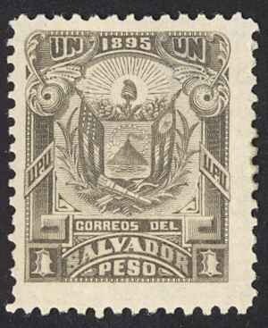 El Salvador Sc# 128 MH 1895 1p gray black Coat of Arms