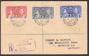 BR HONDURAS 1937 Coronation set on registered cover........................a3648