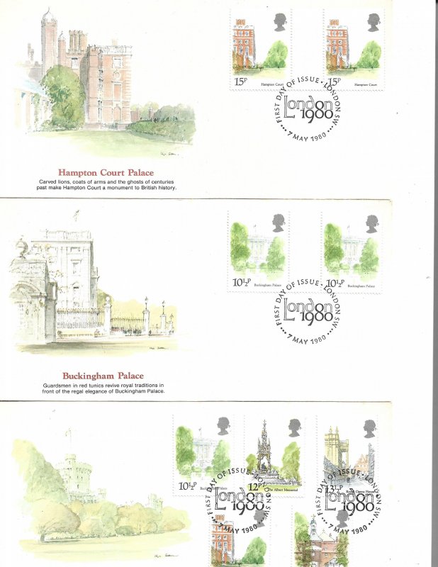 COLLECTION LOT OF 6 GREAT BRITAIN FDC 1980 2 SCAN