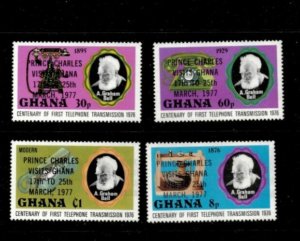 Ghana 1977 - Prince Charles Visits OVPT - Set of 4 Stamps - Scott #616-19 - MNH