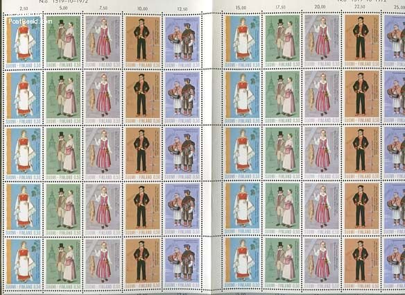 Finland 1972, Costumes sheet (with 10 sets), MNH