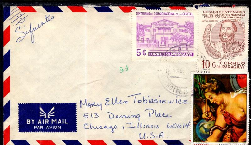 Paraguay to Chicago,IL Airmail Cover