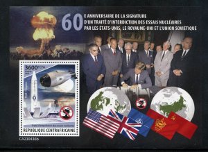 CENTRAL AFRICA  2023 60th ANN OFTHE NUCLEAR TEST BAN TREATY S/S WITH JFK MINT NH