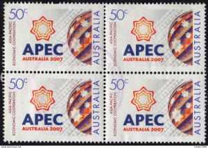 AUSTRALIA 2007 50c Block of 4 Multicoloured, Asia-Pacific Economic Cooperatio...