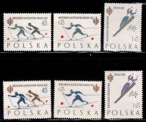 Poland Scott  1046-48, 1046a-48a MH* ski sets