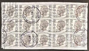 Belgium #775 Used Block of 15 on Paper King Baudouin SCV~$20 1970-80 [CVR341]