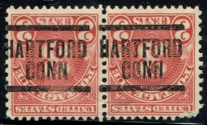 1931 3c POSTAGE DUE with inverted precancel pair f/ HARTFORD CT (J82-204) Nice!