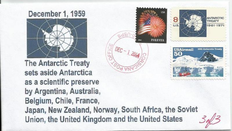 VERY LAST 1 Dec 1959 The Antarctic Treaty with #1431 & C130 #3of3 Cachet Cover A