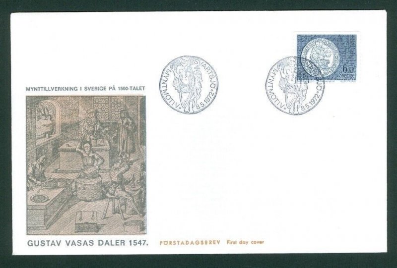 Sweden.  Fdc 1972 Cachet. Gustav Vasa's Coin. Engraver M. Franzen