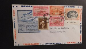 1935 Air Mail First Flight Cover Manila Philippines to Waynesboro PA USA