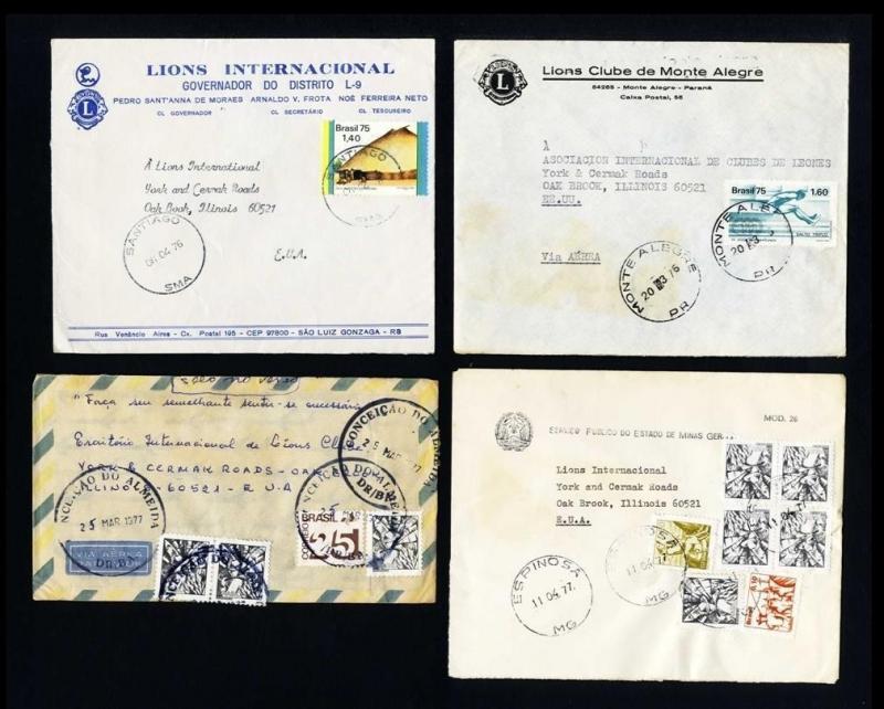 16 Lions Club of Brazil Covers to Oakbrook, IL USA dated 1976 to 1977