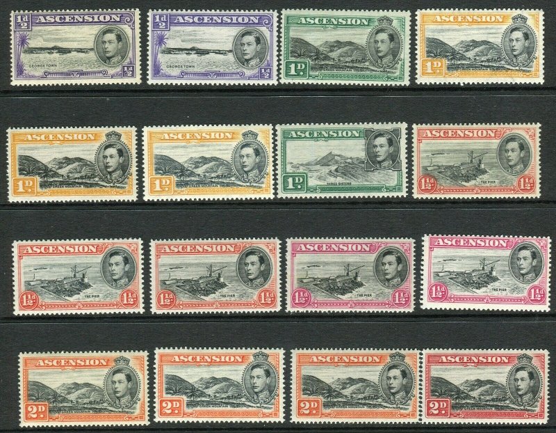 ASCENSION-1938-53 mounted mint set including all listed perf varieties Sg 38-47b
