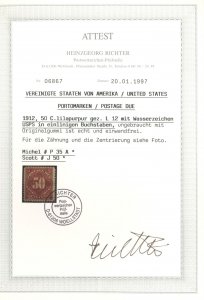 U.S. #J50 MINT WITH CERT OG HR