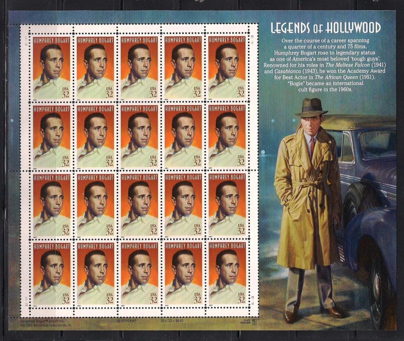 PCBstamps   US #3152 Sheet $6.40(20x32c)Humphrey Bogart, MNH, (1)