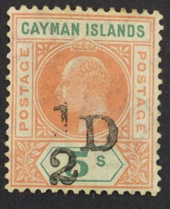 MOMEN: CAYMAN ISLANDS SG #18 1907 MINT OG H £300 LOT #64645