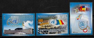 ROMANIA SC 4759-61 NH issue of 2005 - UN FLAGS