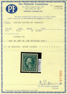 MALACK 410 SUPERB OG NH, w/PF (07/02) CERT, beautifu..MORE.. gg1602