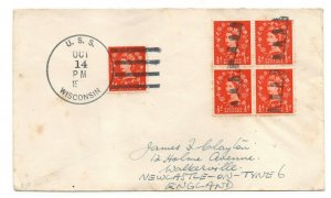 GB QEII 1/2d Wildings Postal History Cover Posted U.S.S. Wisconsin WS26651 