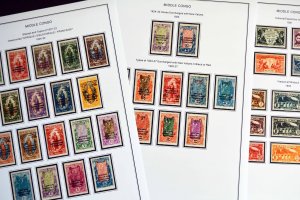 COLOR PRINTED MIDDLE CONGO 1907-1933 STAMP ALBUM PAGES (10 illustrated pages)