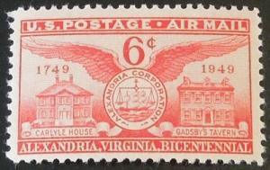 1949 6c Alexandria Bicentennial Air Mail Scott C40 Mint NH