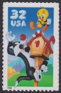 US 3204a Looney Tunes Sylvester Tweety 32c single MNH 1998