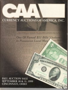 Currency Auctions of America 1999 Coin & Currency Sale