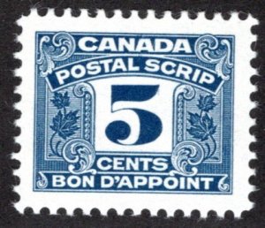 van Dam FPS45, MNH, 5c blue, XF/SUPERB, Canada Postal Scrip Third Issue