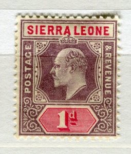 SIERRA LEONE; Early 1900s ED VII issue Mint hinged 1d. value