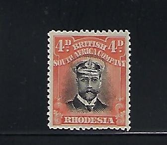 RHODESIA SCOTT #125 -1913-23 ADMIRAL 4D- DIE I  PERF 14 - MINT HINGED