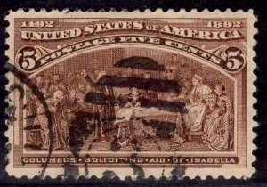 US Stamp #234 5c Columbian USED SCV $8.50