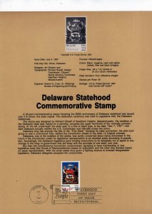 SP800 Delaware Statehood, Souvenir Page FDC (#2336)