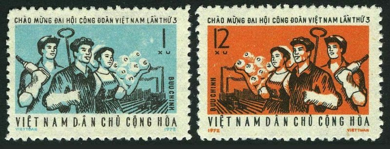 Viet Nam 657-658, MNH. Michel 689-690. National Trade Unions Congress. 1972.