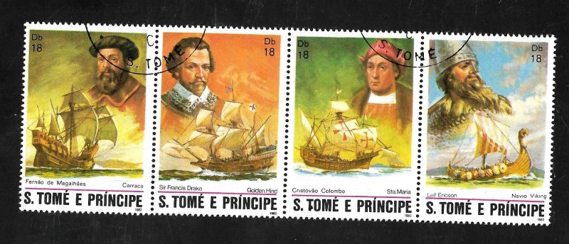 St.  Tomas and Prince Islands 1982 - CTO - Strip - Scott #672