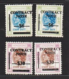 Hong Kong 1970s Revenues, Contract Note (4v, 2 with Double Overprinted)b MNG
