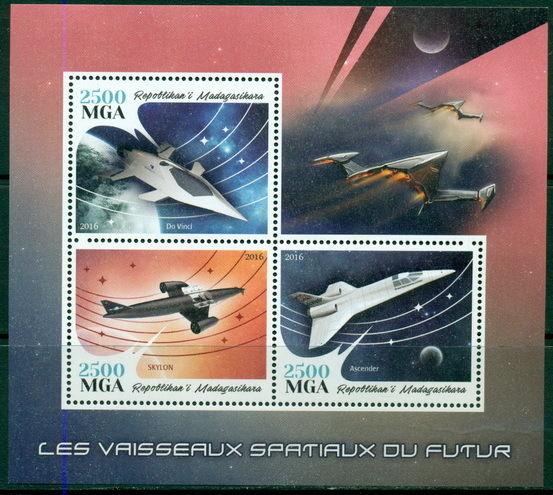 Space Exploration Future Rockets Spacecraft Raumfahrt Madagascar MNH stamp set